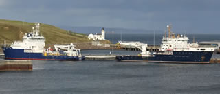 Ship anchored off Caithness